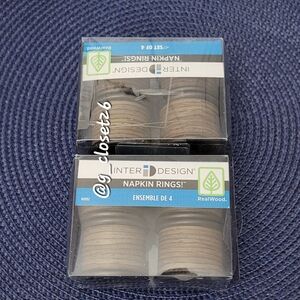 InterDesigns Stainless Steel Woodgrain Napkin Rings Set of 8